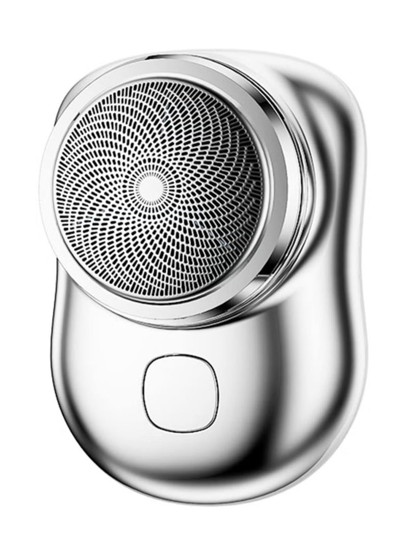 ELTRAZONE Mini Electric Shaver, Portable Men Electric Shaver USB Rechargeable Men Grooming Razor, Pocket Size Mini Shaver Washable for Travel (Silver). - Image 1