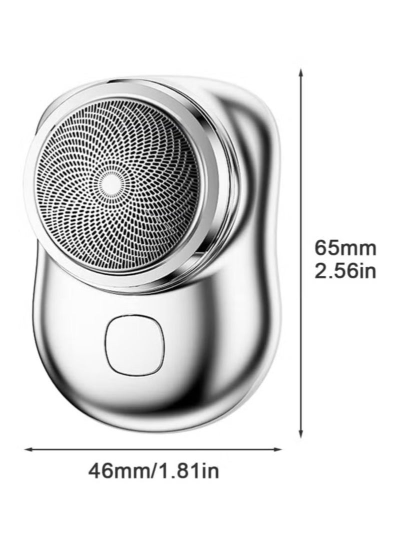 ELTRAZONE Mini Electric Shaver, Portable Men Electric Shaver USB Rechargeable Men Grooming Razor, Pocket Size Mini Shaver Washable for Travel (Silver). - Image 2