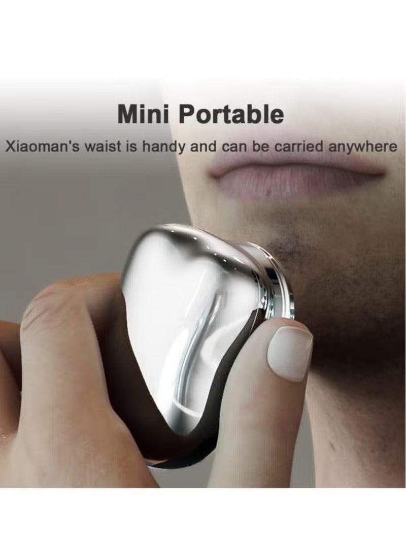 ELTRAZONE Mini Electric Shaver, Portable Men Electric Shaver USB Rechargeable Men Grooming Razor, Pocket Size Mini Shaver Washable for Travel (Silver). - Image 5