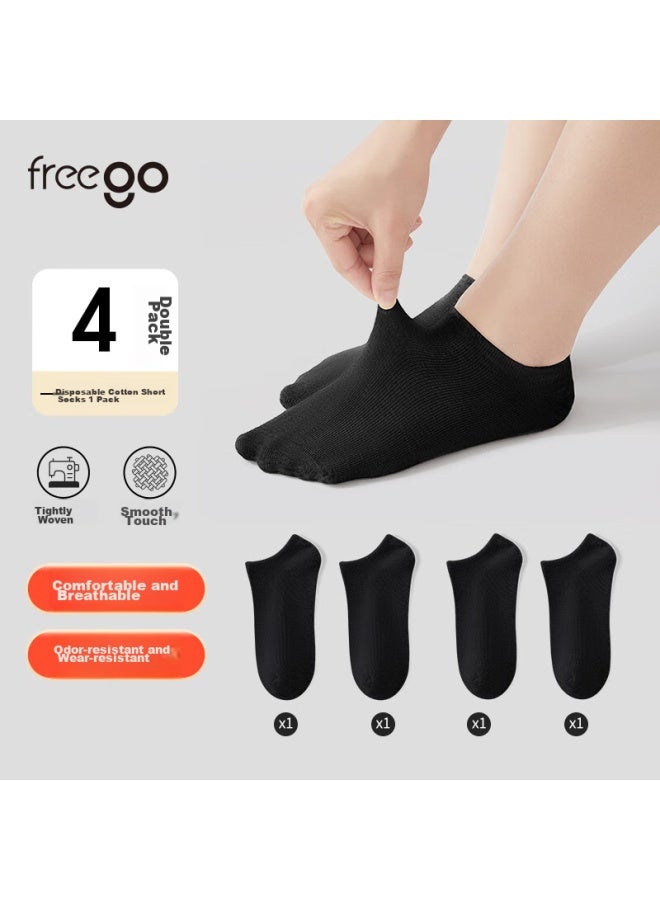 Free Go Freego Disposable Black Cotton Socks For Men And Women, Thin Travel All-season Cotton Socks, Sweat-absorbing Breathable Sports Socks, No-wash - Image 1