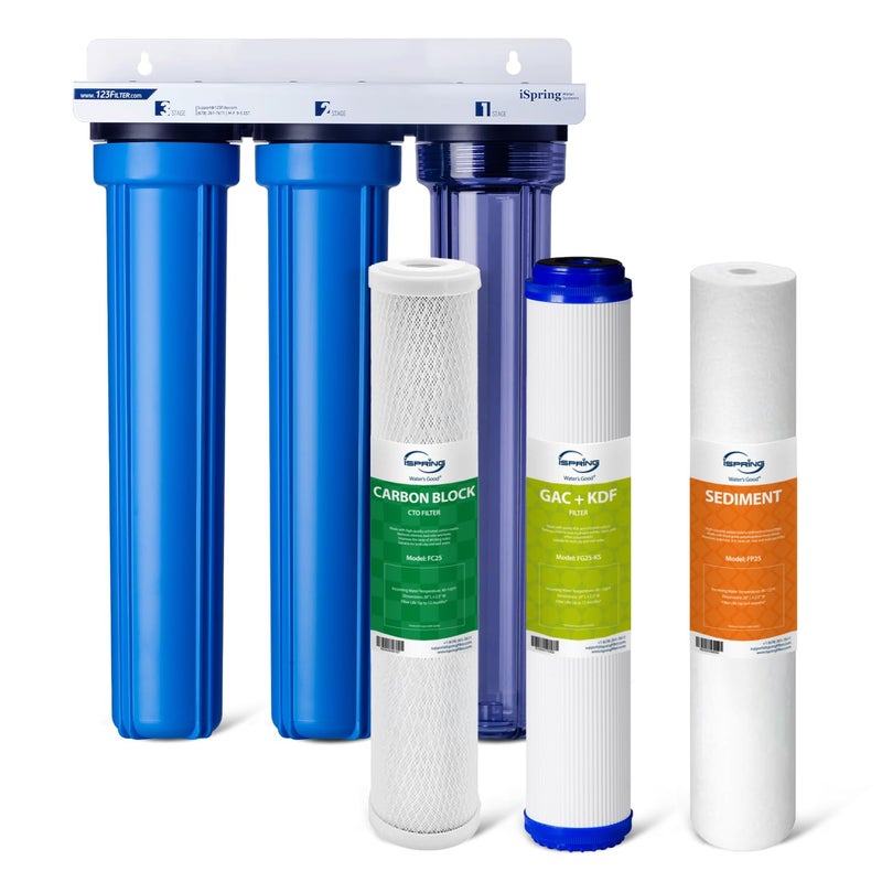 iSpring Heavy Metals Whole House Water Filter System Reduces Lead Chloramine PFAS Chlorine Sediments 3Stage Whole House Water Filtration System 34 InletOutlet Model WCB32CKS - Image 2