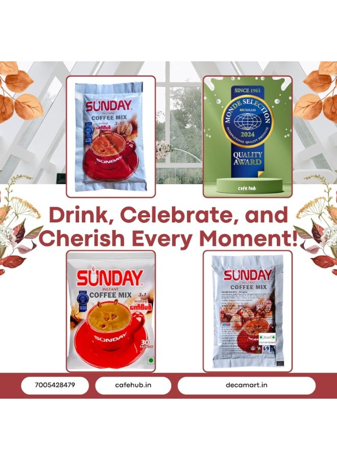 CafeHub Instant Coffee Mix 3 in 1 Sachets, Premix (Sunday 30 Sachets), 750 Grams - Image 4