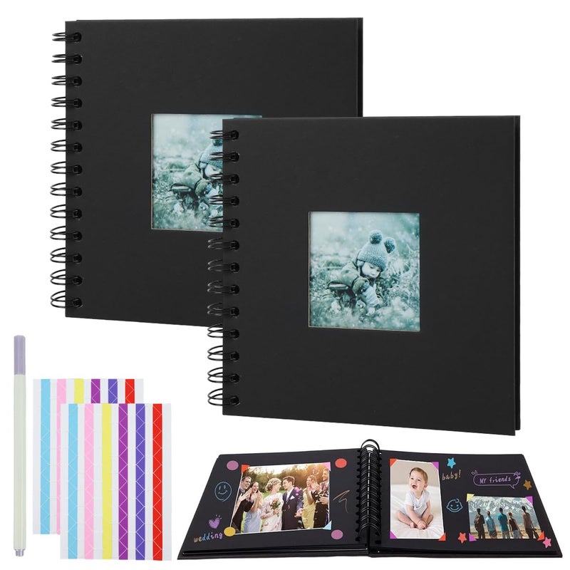 HASTHIP ® 2PCS Scrapbook Baby Album 6.9 Inch with DIY Accessory Kit, Handmade Scrapbooking Photo Album for Baby Guest Book Children Gift 40 Pages - Image 1