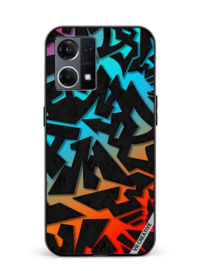 VR CREATIVE Protective Case Cover For Oppo Reno8 4G Abstract Design Multicolour - Image 1