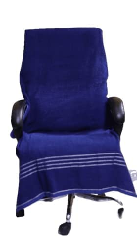 CK CREATION Cotton Solid Luxury Office Chair Towel with Tie Knot 550 GSM Pack of 2 36x72 Big Size Blue - Image 1