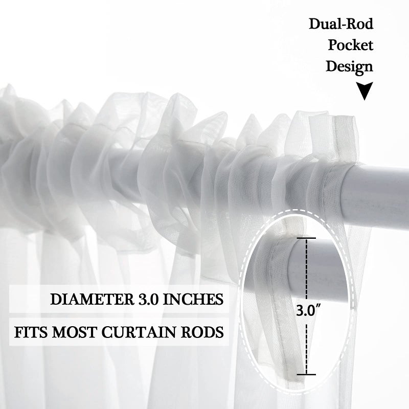 MIULEE Outdoor Sheer Curtain for Patio Waterproof - 2 Panels White Privacy Drape Voile Curtain Rod Pocket for Porch,Pergola, Cabana, Gazebo, 54 X 84 Inch Long - Image 5