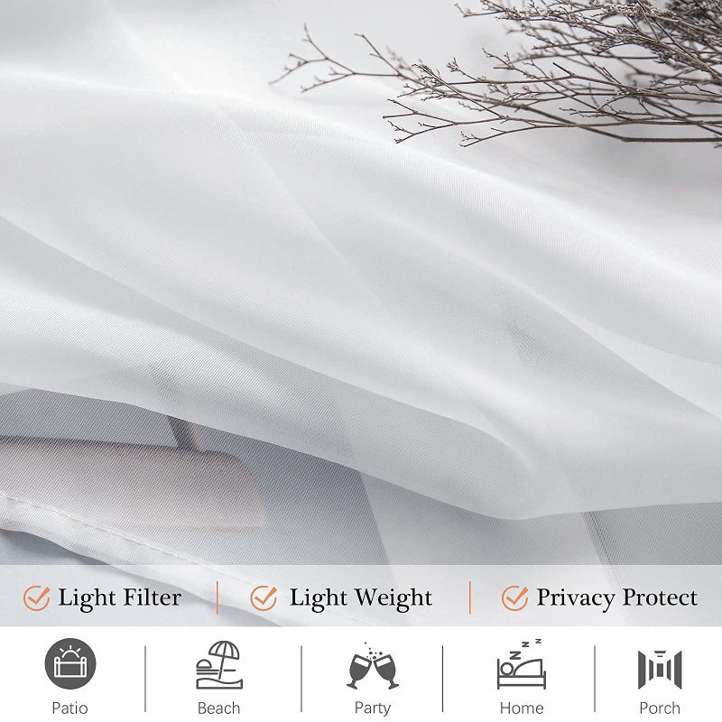 MIULEE Outdoor Sheer Curtain for Patio Waterproof - 2 Panels White Privacy Drape Voile Curtain Rod Pocket for Porch,Pergola, Cabana, Gazebo, 54 X 84 Inch Long - Image 4