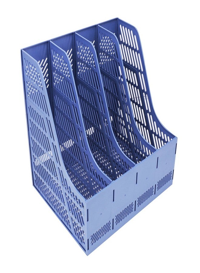 SAYEEC Quadruplicate, Blue : Sayeec Sturdy Desktop Quadruplicate Magazine Plastic Holders Frames File Dividers Document Cabinet Rack Display and Storage Organiser Box Blue - Image 4