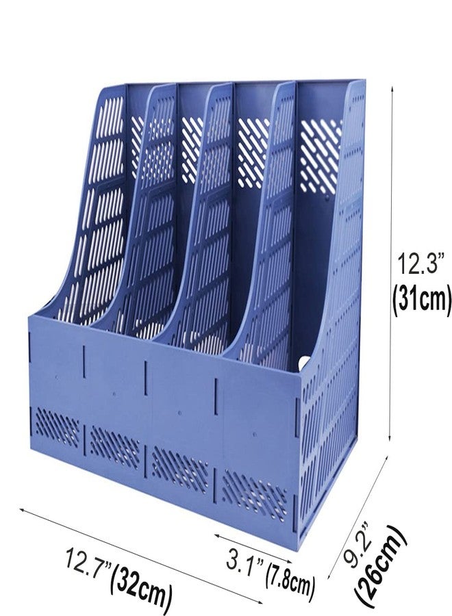 SAYEEC Quadruplicate, Blue : Sayeec Sturdy Desktop Quadruplicate Magazine Plastic Holders Frames File Dividers Document Cabinet Rack Display and Storage Organiser Box Blue - Image 2