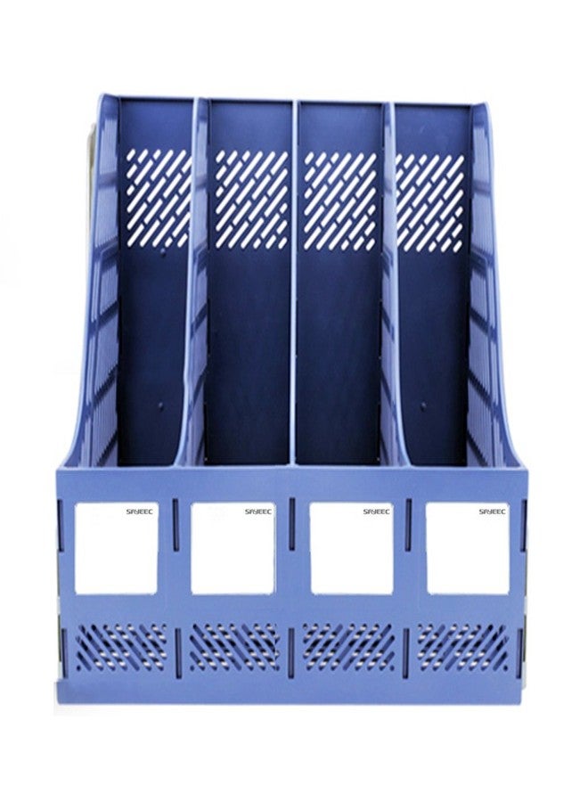 SAYEEC Quadruplicate, Blue : Sayeec Sturdy Desktop Quadruplicate Magazine Plastic Holders Frames File Dividers Document Cabinet Rack Display and Storage Organiser Box Blue - Image 3