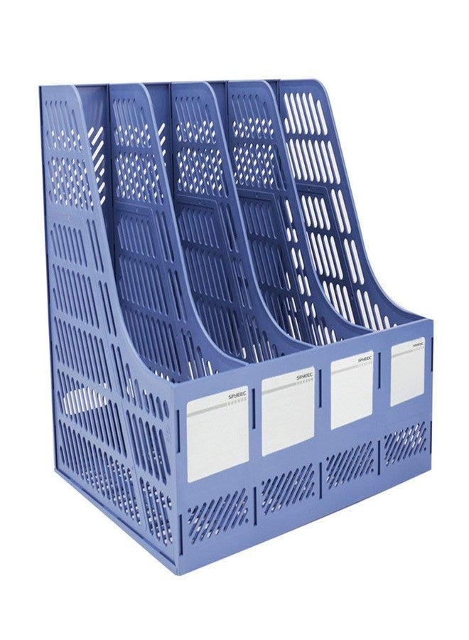 SAYEEC Quadruplicate, Blue : Sayeec Sturdy Desktop Quadruplicate Magazine Plastic Holders Frames File Dividers Document Cabinet Rack Display and Storage Organiser Box Blue - Image 1