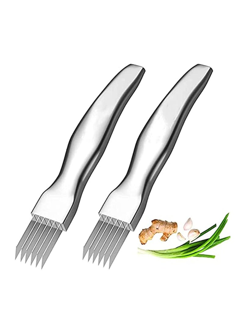 Excefore 2 Pack Shred Silk The Knife Stainless Steel Vegetable Chopper Onion Garlic Cutter Food Kitchen Speedy Chopper - Image 1