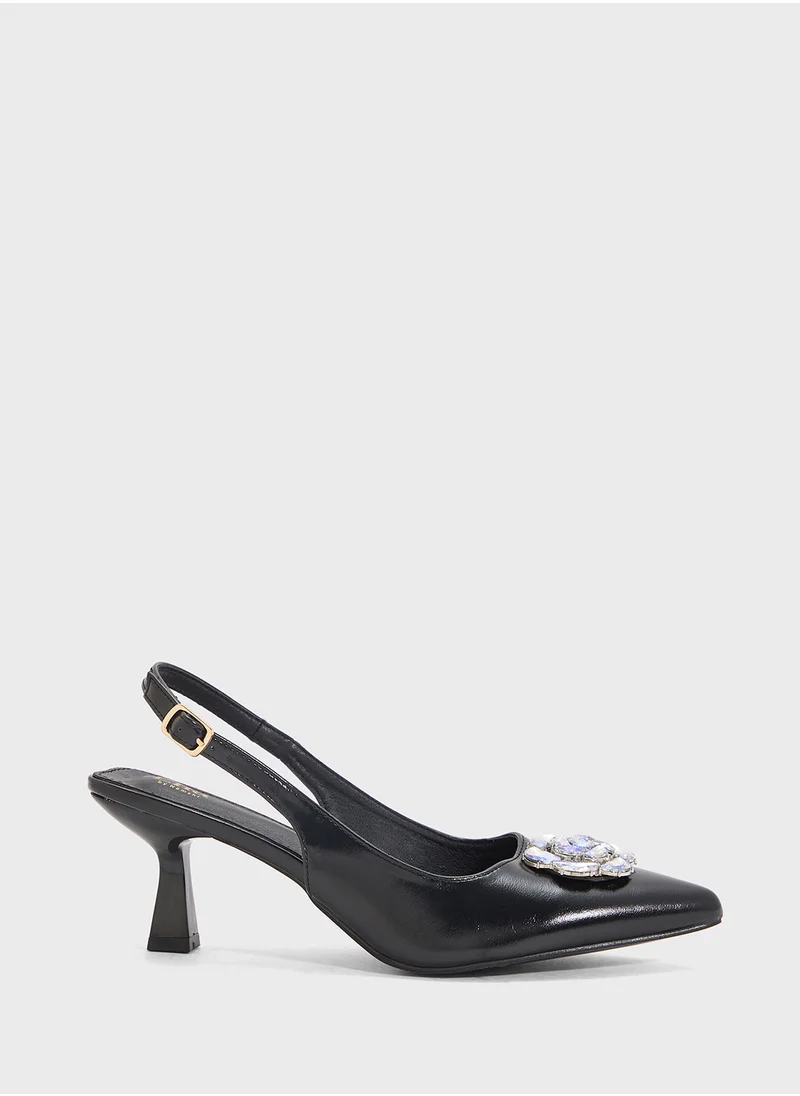 ELLA Sling Back Flower Heeled Pump
