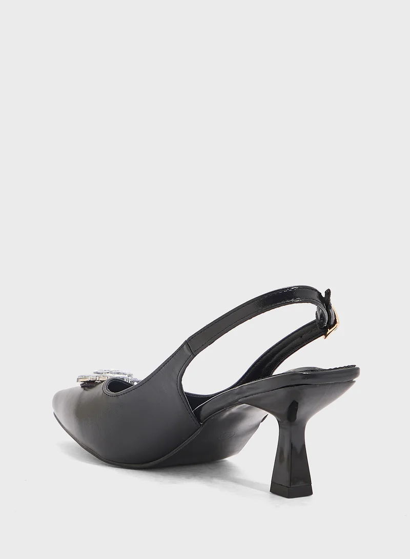 ELLA Sling Back Flower Heeled Pump