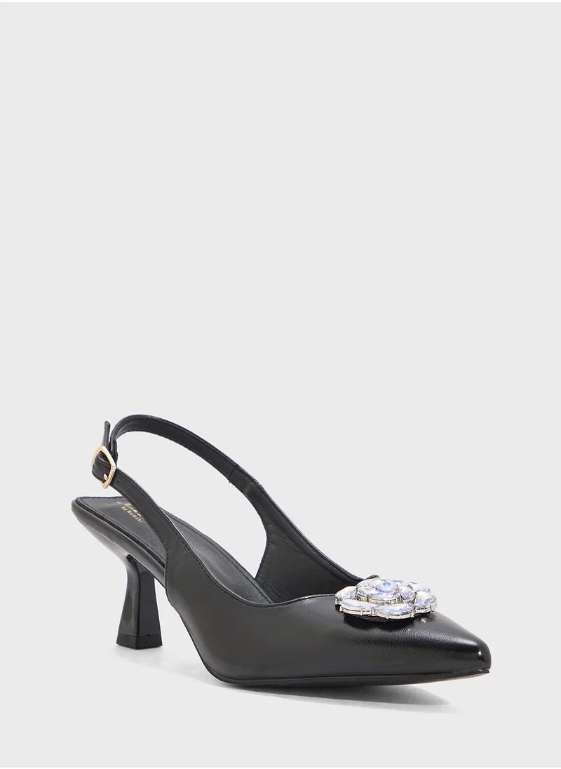 ELLA Sling Back Flower Heeled Pump