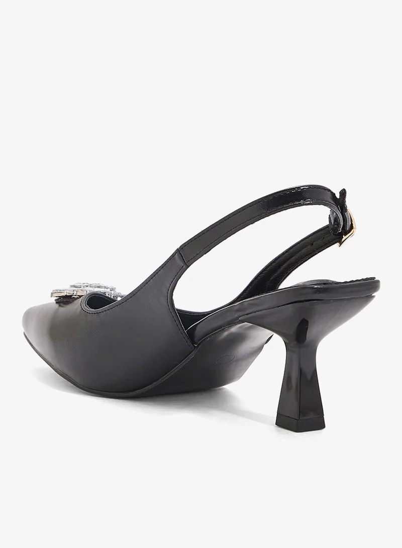 ELLA Black Sling Back Flower Heeled Pump for Women | Best Price UAE