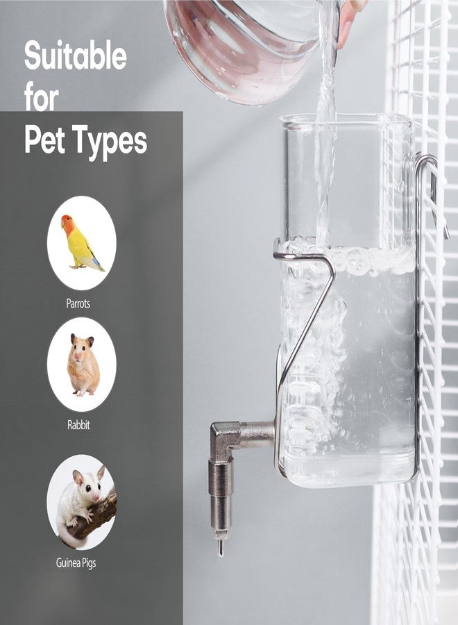 HardcorePet Premium Stainless Steel & Glass Pet Water Bottle - Firing Pin No-Drip Dispenser for Rabbits/Parrots/Rodents | 3 Size Options with Universal Cage Mount (350ml) - Image 3