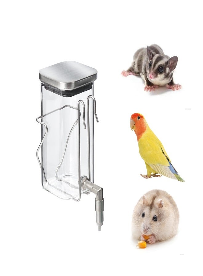 HardcorePet Premium Stainless Steel & Glass Pet Water Bottle - Firing Pin No-Drip Dispenser for Rabbits/Parrots/Rodents | 3 Size Options with Universal Cage Mount (350ml) - Image 1