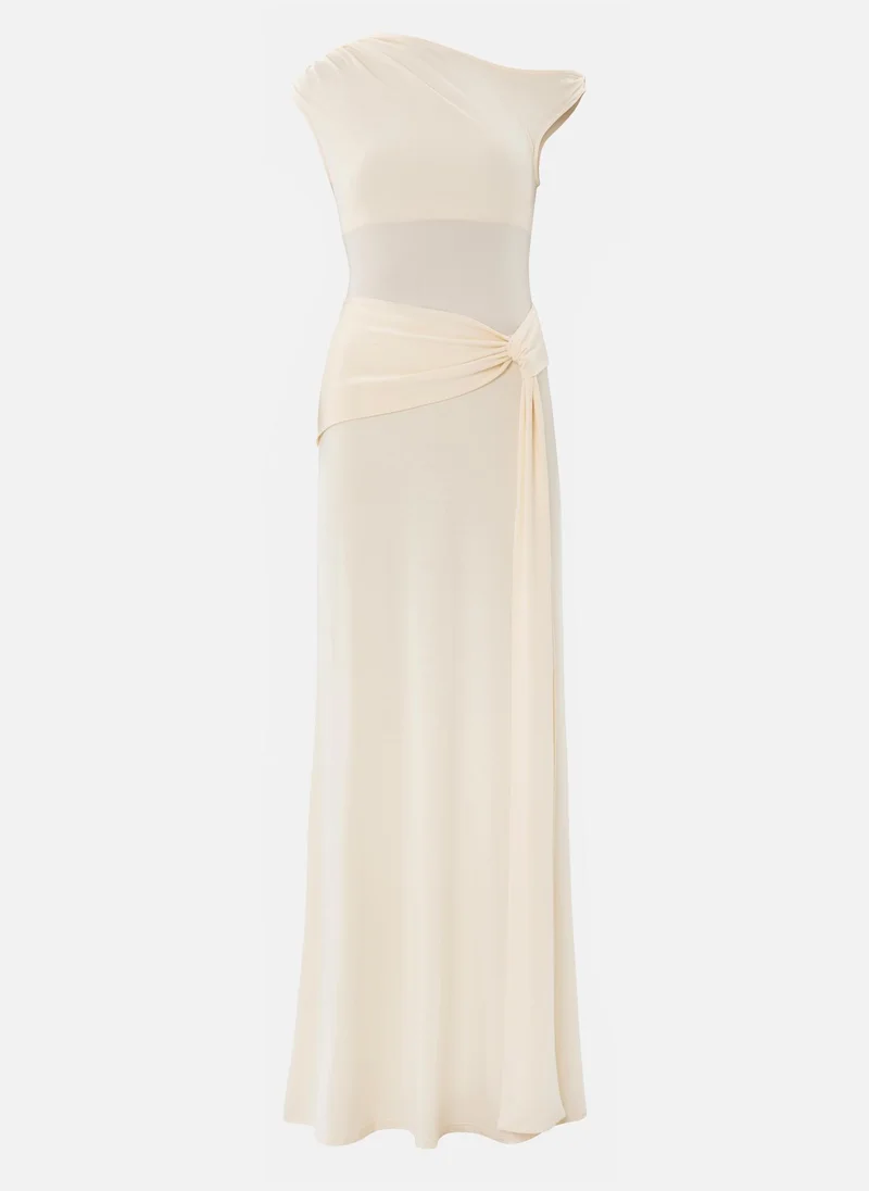 Lichi Jersey maxi dress with asymmetrical bodice and draped hips