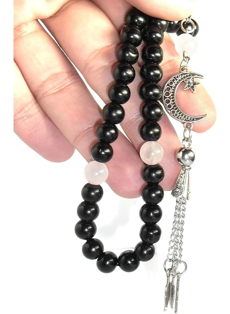 Handmade Rosary – A Unique Combination of Agate Stones with Natural Rose Quartz Stone for Daily Meditation, Prayer, Positivity & Peace – Perfect Gift for Any Occasion - Image 3