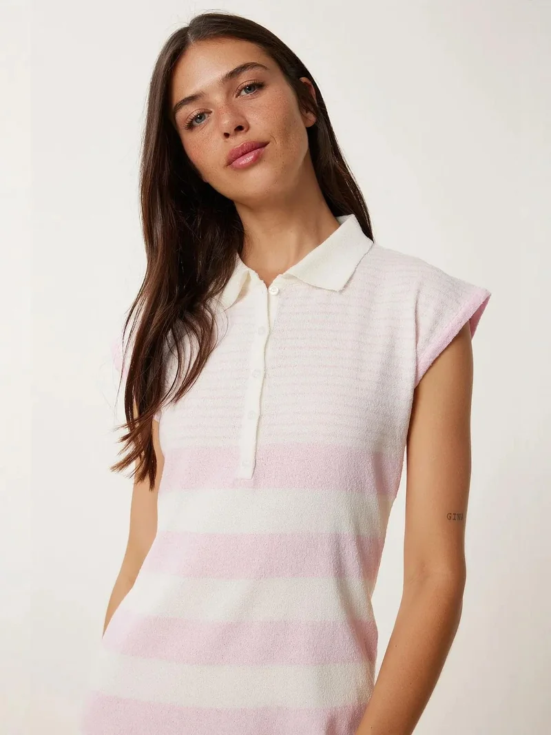 السعادة في إسطنبول ISTANBUL Striped knit bodycon mini dress