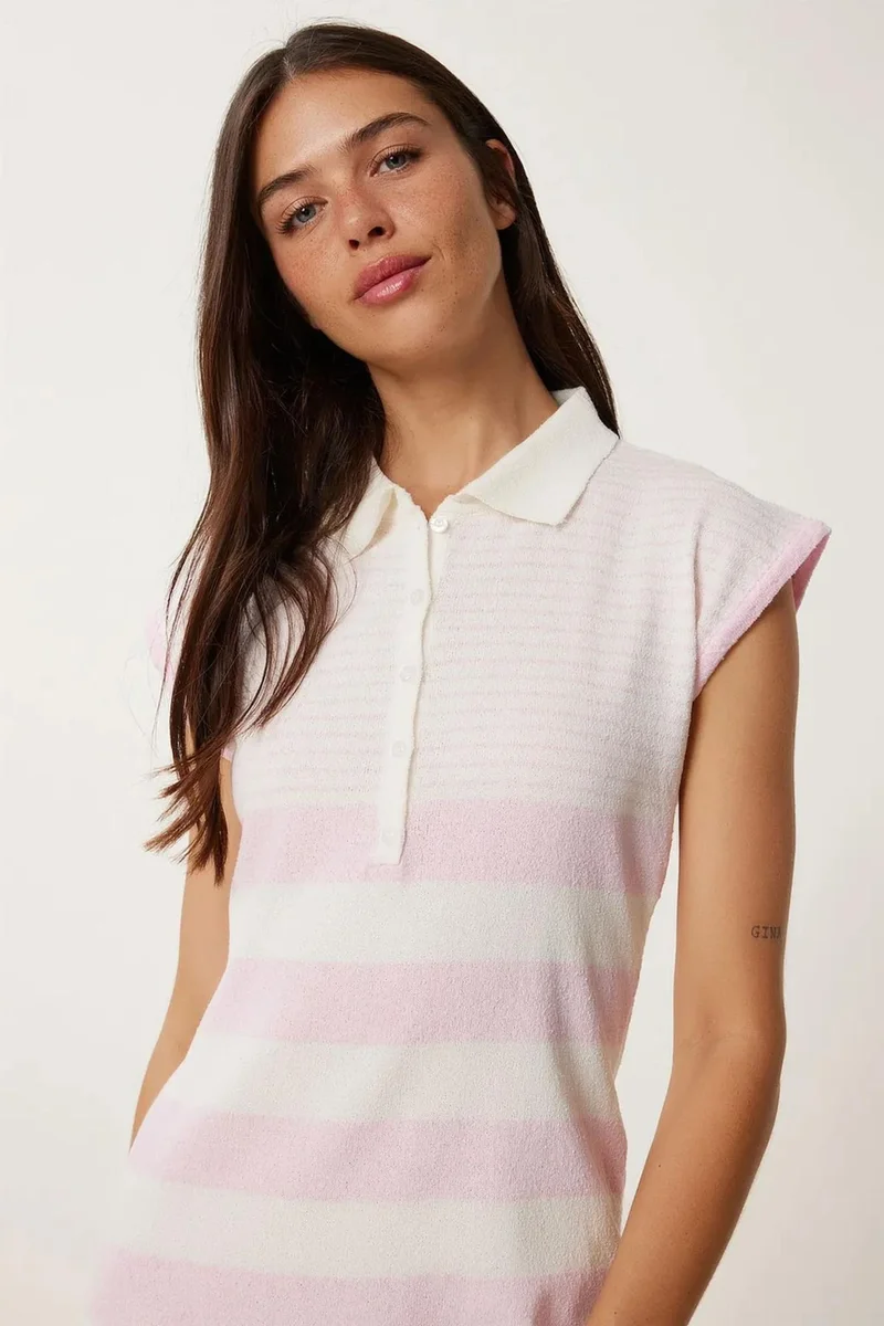 هابينس اسطنبول ISTANBUL Striped knit bodycon mini dress