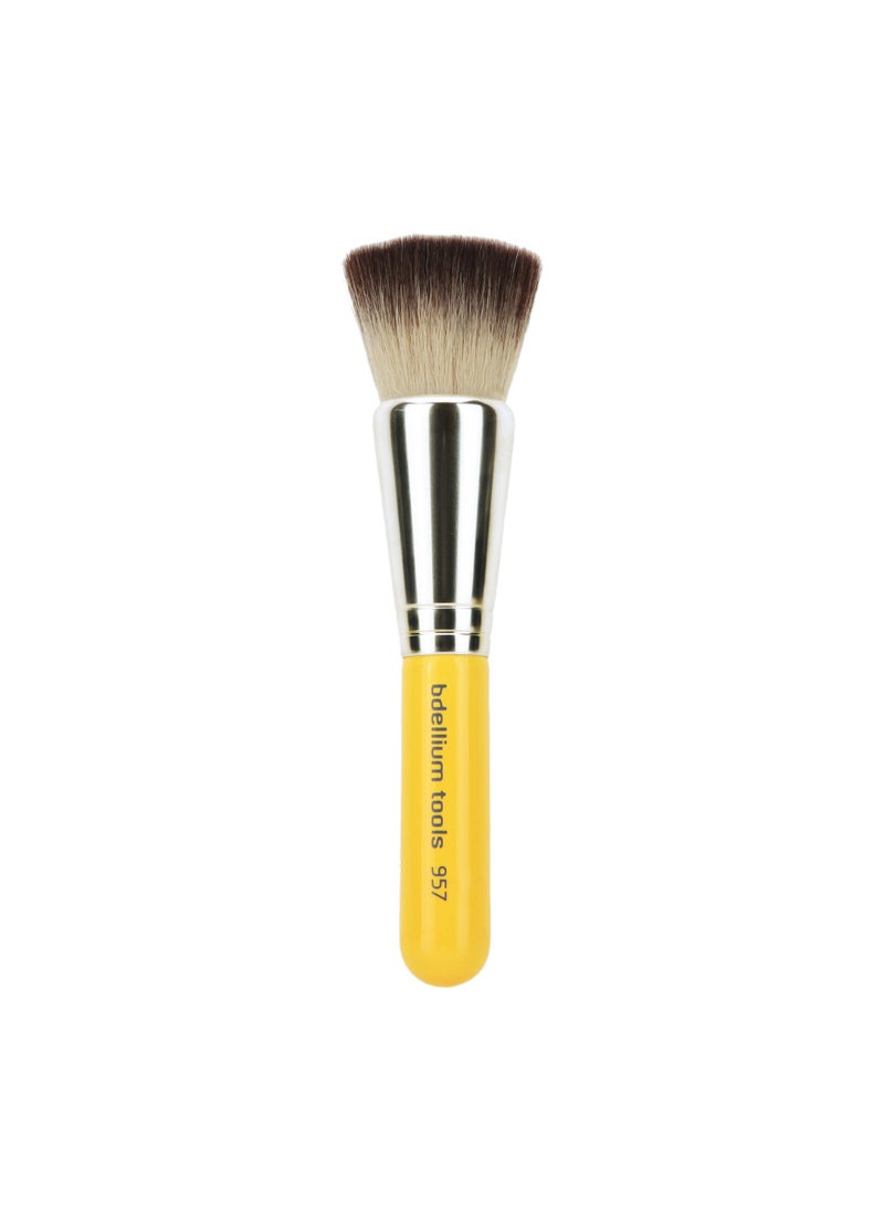 Bdellium Tools Bdellium Tools Professional Makeup Brush - 957 Precision Kabuki - Short Wooden Handle for Convenient Travel, For Versatile Application (Yellow, 1pc) 