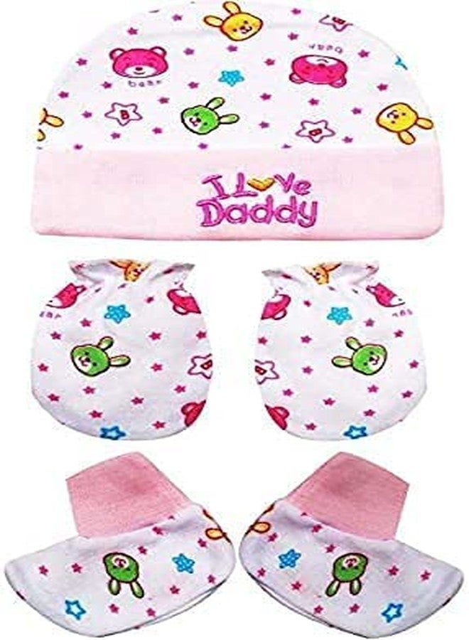 JUSTLIST New Born Baby Mitten Gloves Cap & Booty and BIB Set Mix | Mitten Booty Set (Availability Colours May Vary and Print Designs) (Color May Vary)… - Image 4