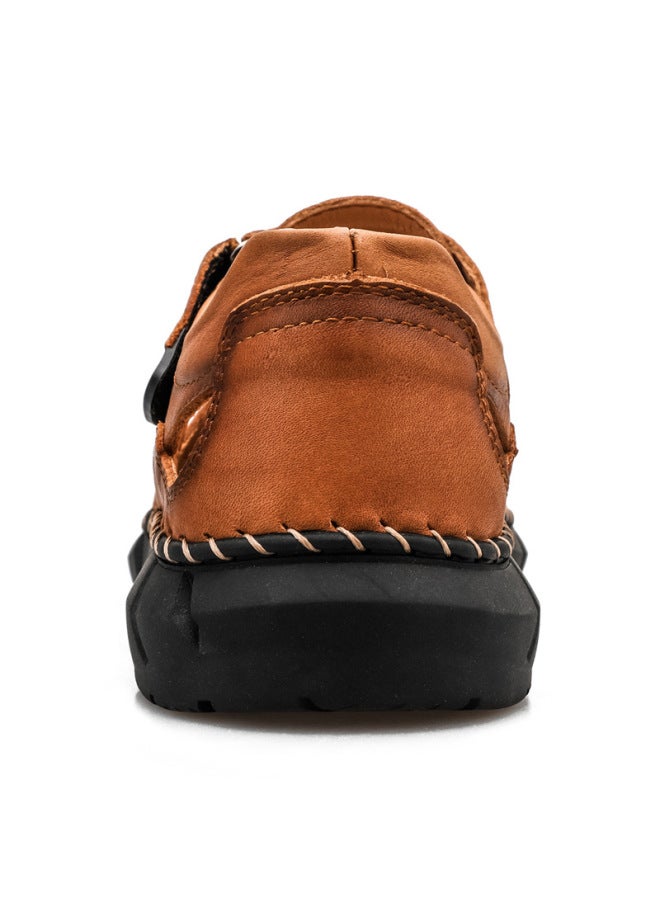 Song Feng Ya First Layer Cowhide Sandals Men's New Beach Shoes Breathable Casual Outdoor Shoes A Generation Of Large Size Men's Slippers  - Image 2