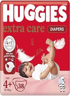 Huggies Huggies extra care diapers, size 4+, value pack, 10-16 kg, 38 diapers - made in europe 
