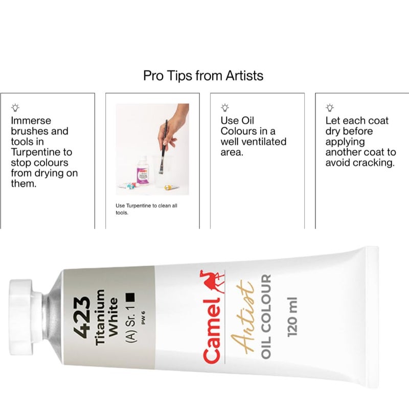 Camlin Artist Oil Colour 120 ml Series 1 Titanium White (Set of 2) - Image 4