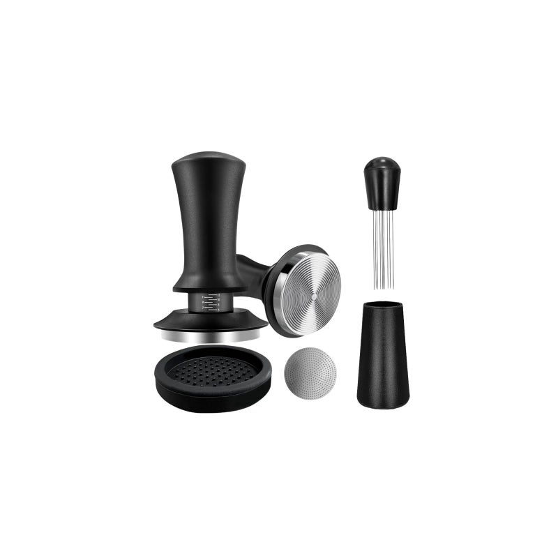 Gmnuiy51mm Coffee Espresso Tamper ï¼Œwith Stainless Steel Base Tamper ï¼ŒSilicone Tamper Mat,Black Espresso Distribution Toolï¼Œ Coffee puck screen - Image 1