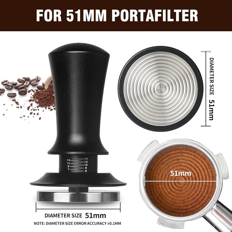 Gmnuiy51mm Coffee Espresso Tamper ï¼Œwith Stainless Steel Base Tamper ï¼ŒSilicone Tamper Mat,Black Espresso Distribution Toolï¼Œ Coffee puck screen - Image 3