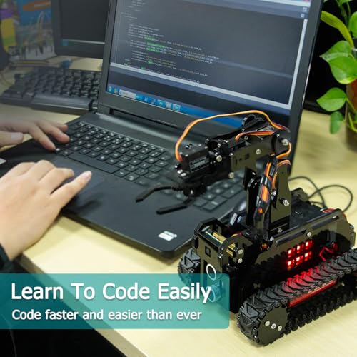 Adeept RaspTank Smart Robot Kit Compatible with Raspberry Pi 4 3 Model B B OpenCV Tank 4DOF Robotics DIY Coding Building Projects Robots for Adults STEM Educational Programming Gift Robotic Arm - Image 5