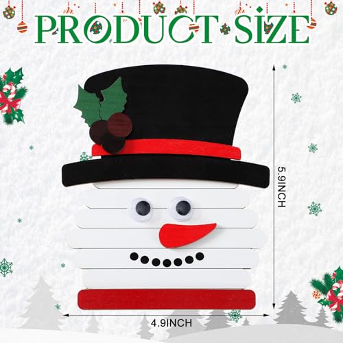 Barydat 48 Pack 59 Inch Wooden Snowman Stick Craft Kits Winter Arts and Crafts Snowman Stick Ornament Crafts for Winter Xmas Home DIY Activities Party Favors - Image 5