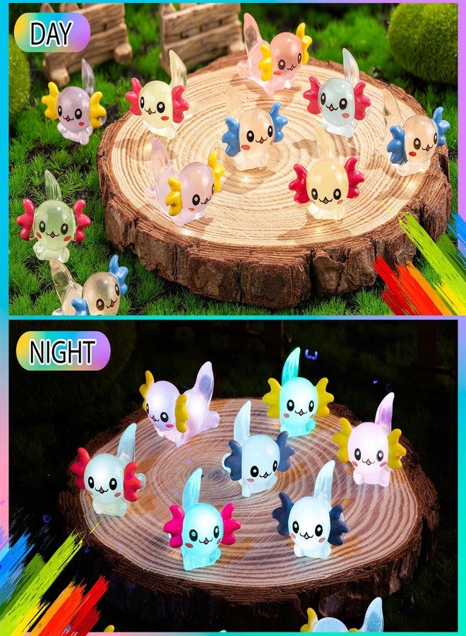 FFNIU 32Pcs Luminous Mini Resin Axolotl, Miniature Axolotl Figurines, Glow in The Dark Tiny Axolotl Ornament for Garden Landscape Aquarium Dollhouse Birthday Party Room Crafts Decor - Image 4