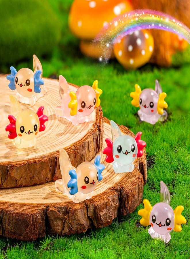FFNIU 32Pcs Luminous Mini Resin Axolotl, Miniature Axolotl Figurines, Glow in The Dark Tiny Axolotl Ornament for Garden Landscape Aquarium Dollhouse Birthday Party Room Crafts Decor - Image 3