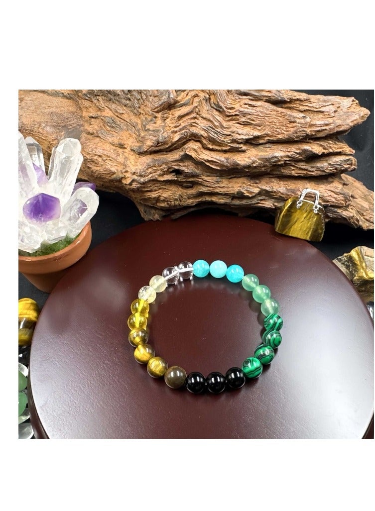 الواحة-TH سوار 8 مم من حجر عين النمر الطبيعي، سوار أنيق للجنسين، سوار الثروة والوفرة والمال من فنغ شوي - Image 2