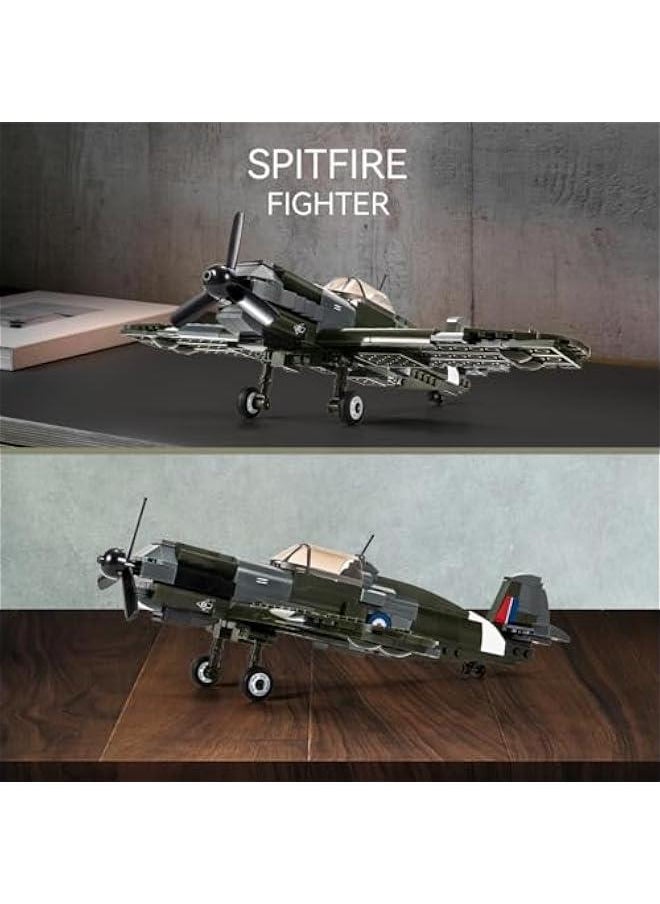 Spitfire Jet Military Army Fighter Building Bricks Set with 1 Figure, 290 Pieces Air-Force Build Blocks Toy, Gift for Kid and Adult  - Image 2