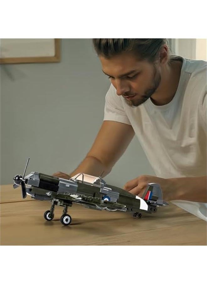 Spitfire Jet Military Army Fighter Building Bricks Set with 1 Figure, 290 Pieces Air-Force Build Blocks Toy, Gift for Kid and Adult
