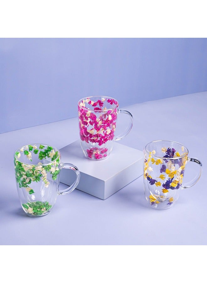 Flower Double Glass Mug