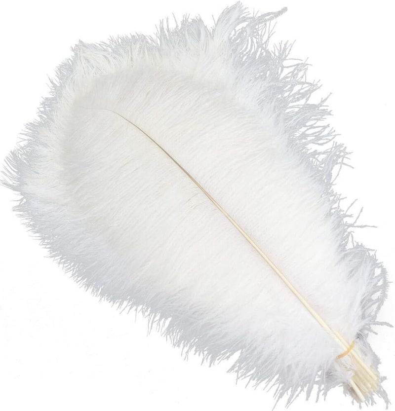 Sowder 5pcs Ostrich Feathers 16-18inch(40-45cm) Home Wedding Decoration(White) - Image 1
