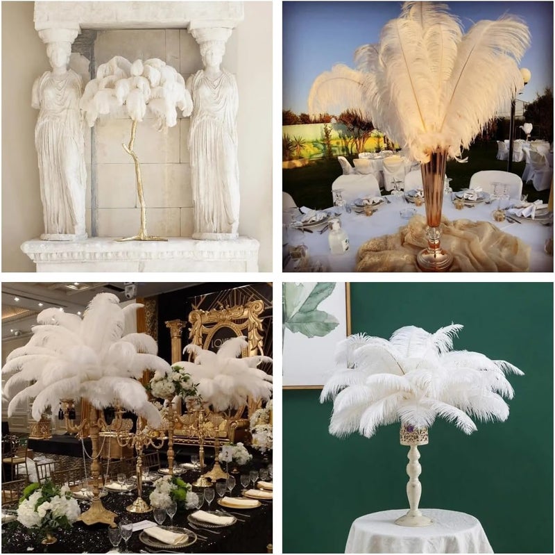 Sowder 5pcs Ostrich Feathers 16-18inch(40-45cm) Home Wedding Decoration(White) - Image 4