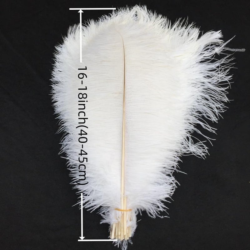 Sowder 5pcs Ostrich Feathers 16-18inch(40-45cm) Home Wedding Decoration(White) - Image 3