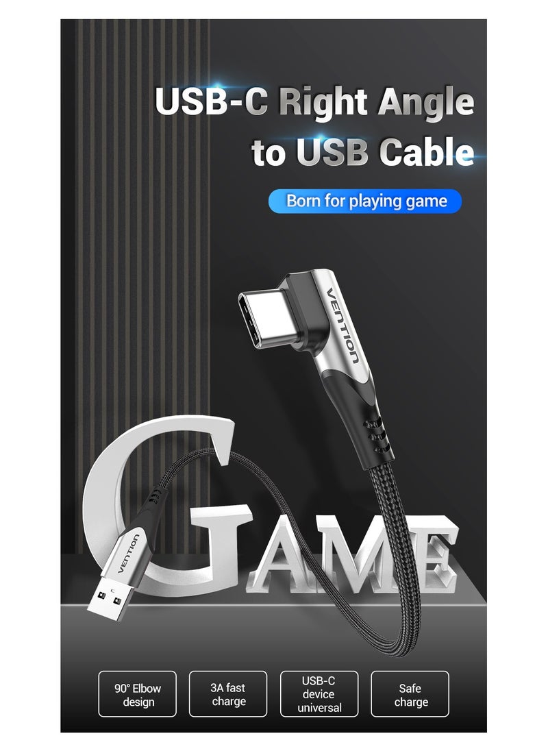 VENTION Vention USB-C Right Angle to USB 2.0-A Cable 1M Gray Aluminum Alloy Type  - Image 3