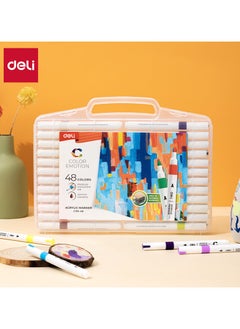 Deli Deli EC191-48 Acrylic Marker Set – 48 Vibrant Colors, Single-Tip, Waterproof & Quick-Drying, Ideal for Rock Painting, Canvas, Wood, Glass, and DIY Crafts.  - Image 2