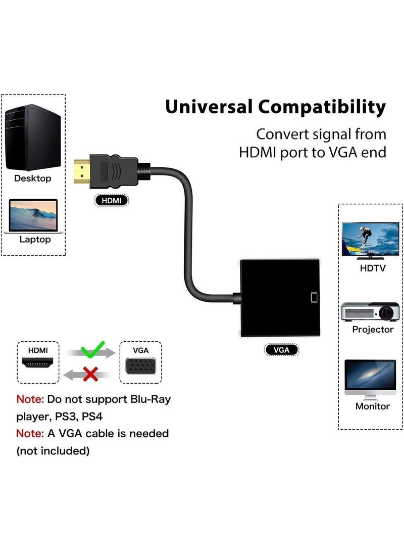 HDMI إلى VGA يربط محول، الذهب مطلي HDMI الذكور إلى VGA محول الإناث للكمبيوتر، بروجيكتور، HDTV، سطح المكتب، الكمبيوتر المحمول، الكمبيوتر الشخصي، الشاشة، Chromebook، Raspberry Pi، Roku، Xbox وأكثر من ذلك - Image 2