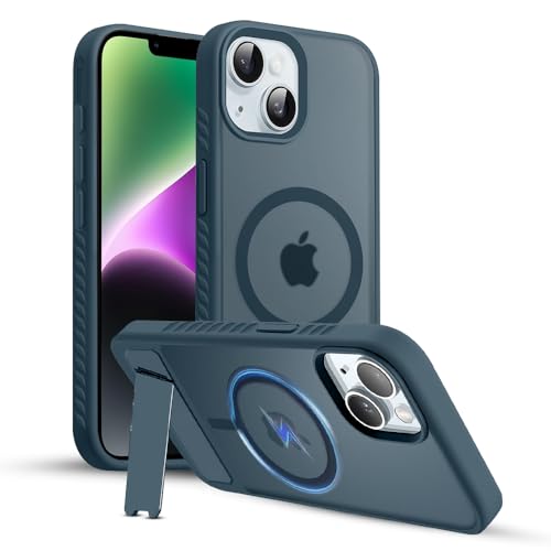 KARWAN®?Ultra Hybrid Matte Back Cover Case Compatible with Stand Magnetic for iPhone 14 Plus | Mag-Safe Wireless Charging | Camera Bump Protection -(Blue) - Image 1