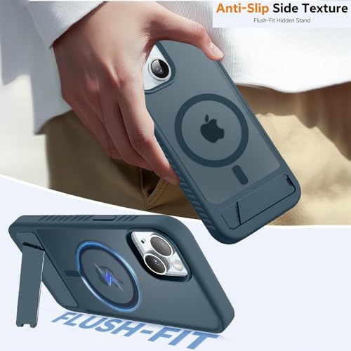 KARWAN®?Ultra Hybrid Matte Back Cover Case Compatible with Stand Magnetic for iPhone 14 Plus | Mag-Safe Wireless Charging | Camera Bump Protection -(Blue) - Image 3
