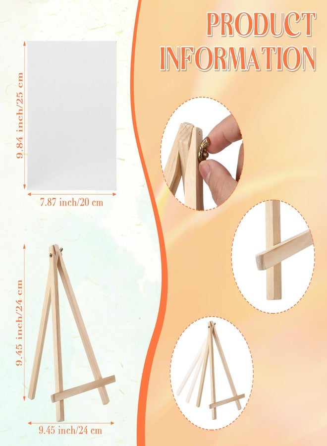 MotiMind Canvas Boards with Easel Set for Painting, 18 Pcs 8 x 10 Inch Canvas Panels with 18 Pcs Wooden Easels for Acrylic Oil Watercolor Crafts Art Painting Party Birthday Mother's Day Party Favors - Image 2